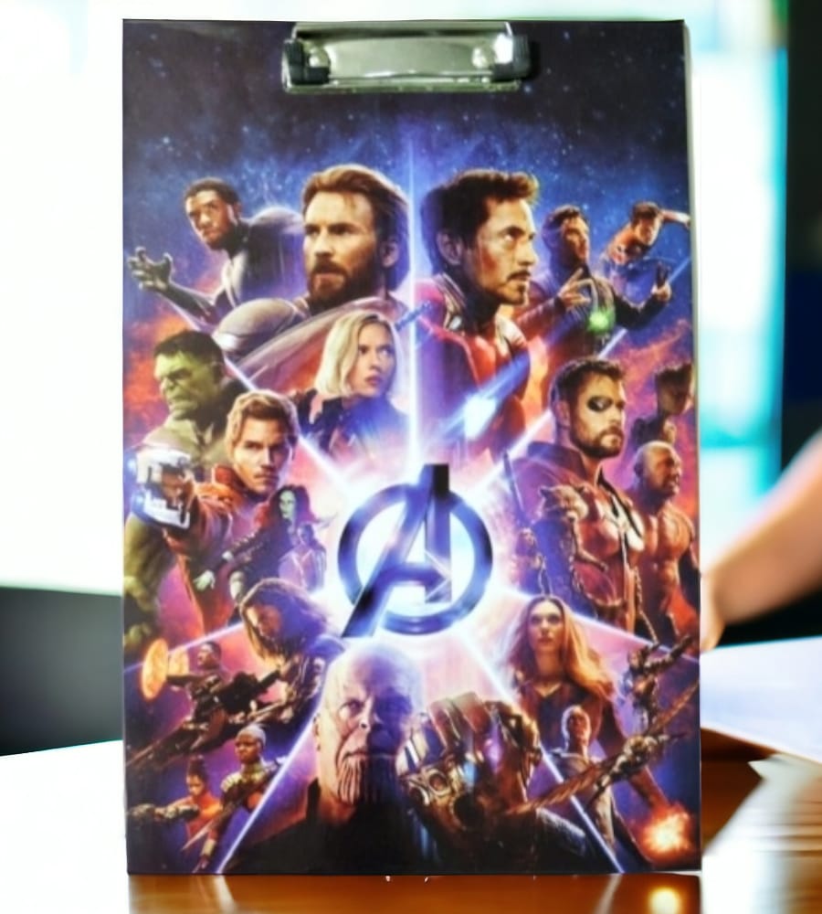 Premium Quality Avengers Exam Board | Multicolored Board | Exam Writing Pad | Foolscap Size - 24 x 36 cm | Pack of 1